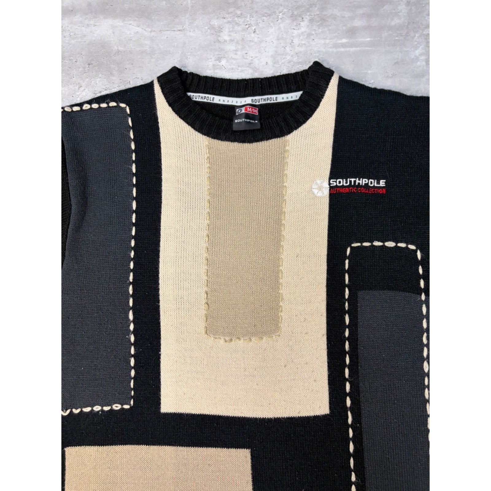 Vintage Y2K Southpole Tonal Block Knit Sweater Size Medium