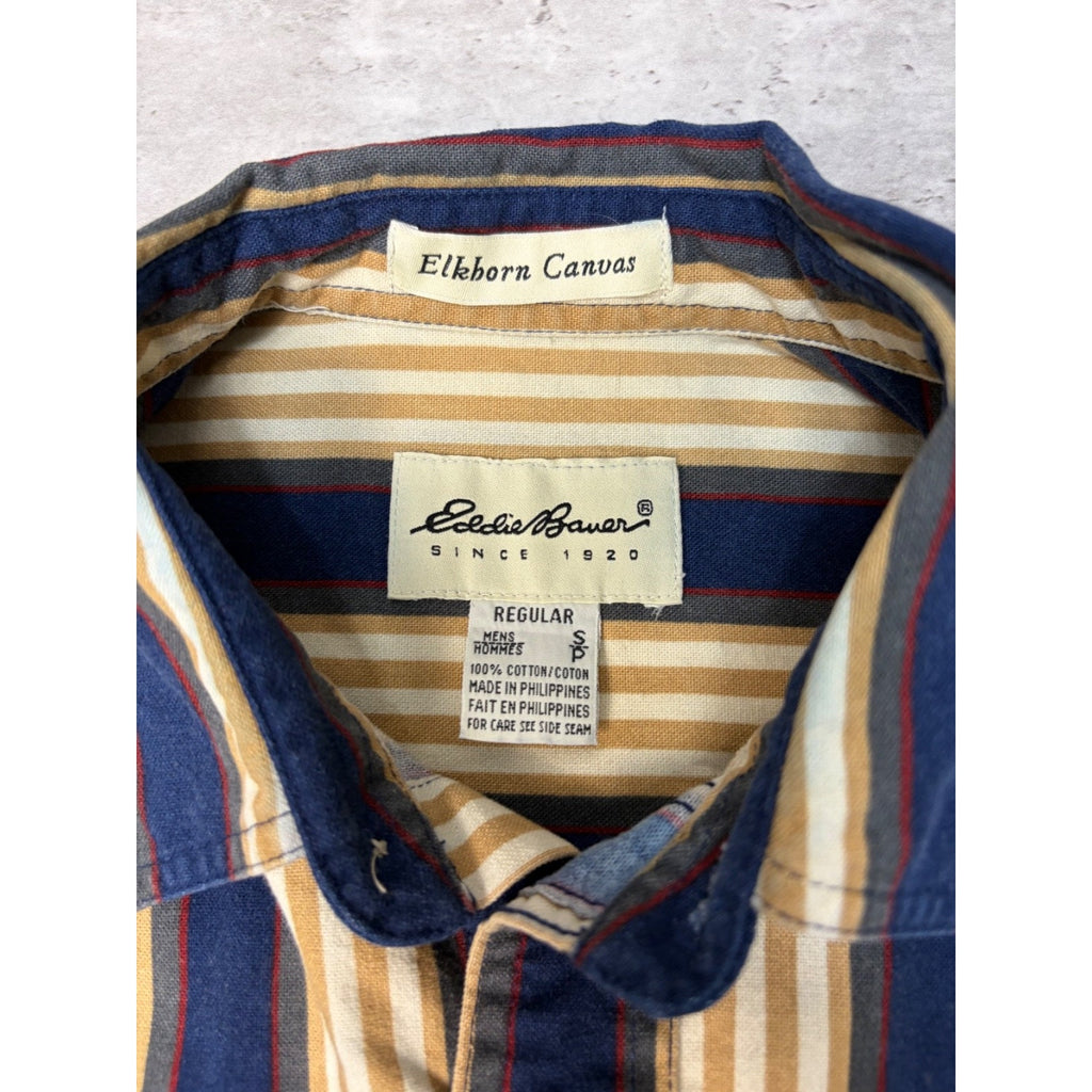 Vintage Eddie Bauer Striped Print Long Sleeve Button Up Shirt Size Small