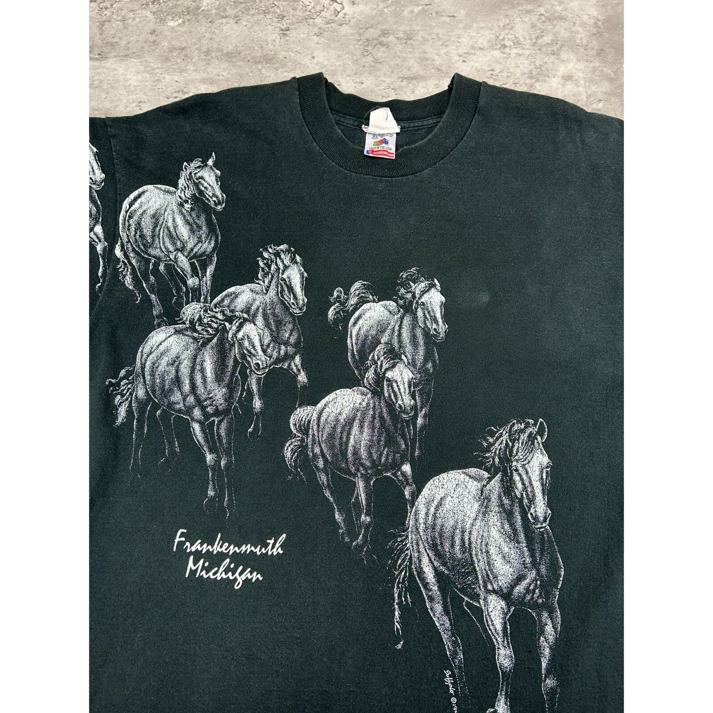 Vintage 1991 Frankenmuth Michigan Horse Equestrian Graphic T-Shirt Size XL
