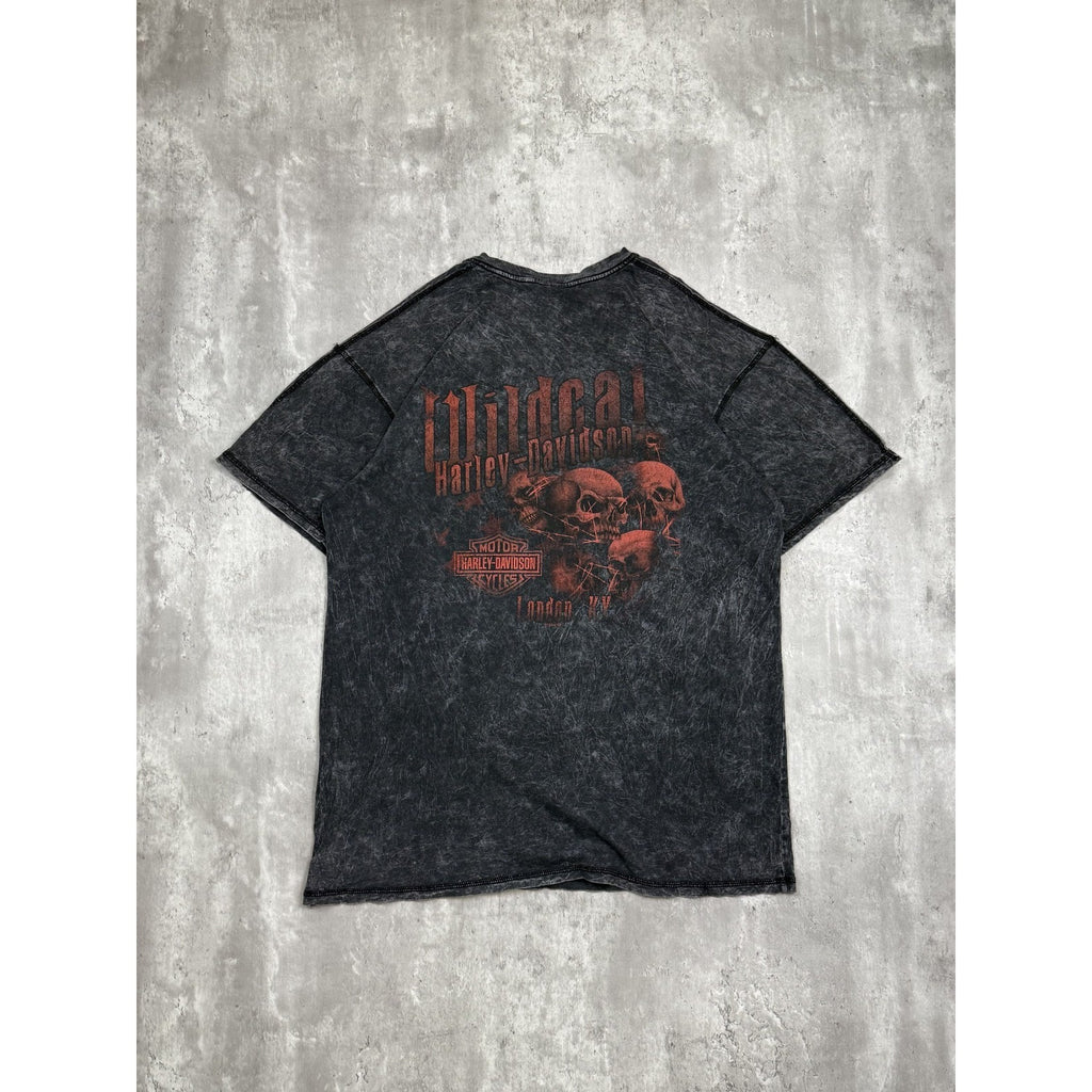 Vintage Harley Davidson Skull Graphic Spellout T-Shirt Size XL