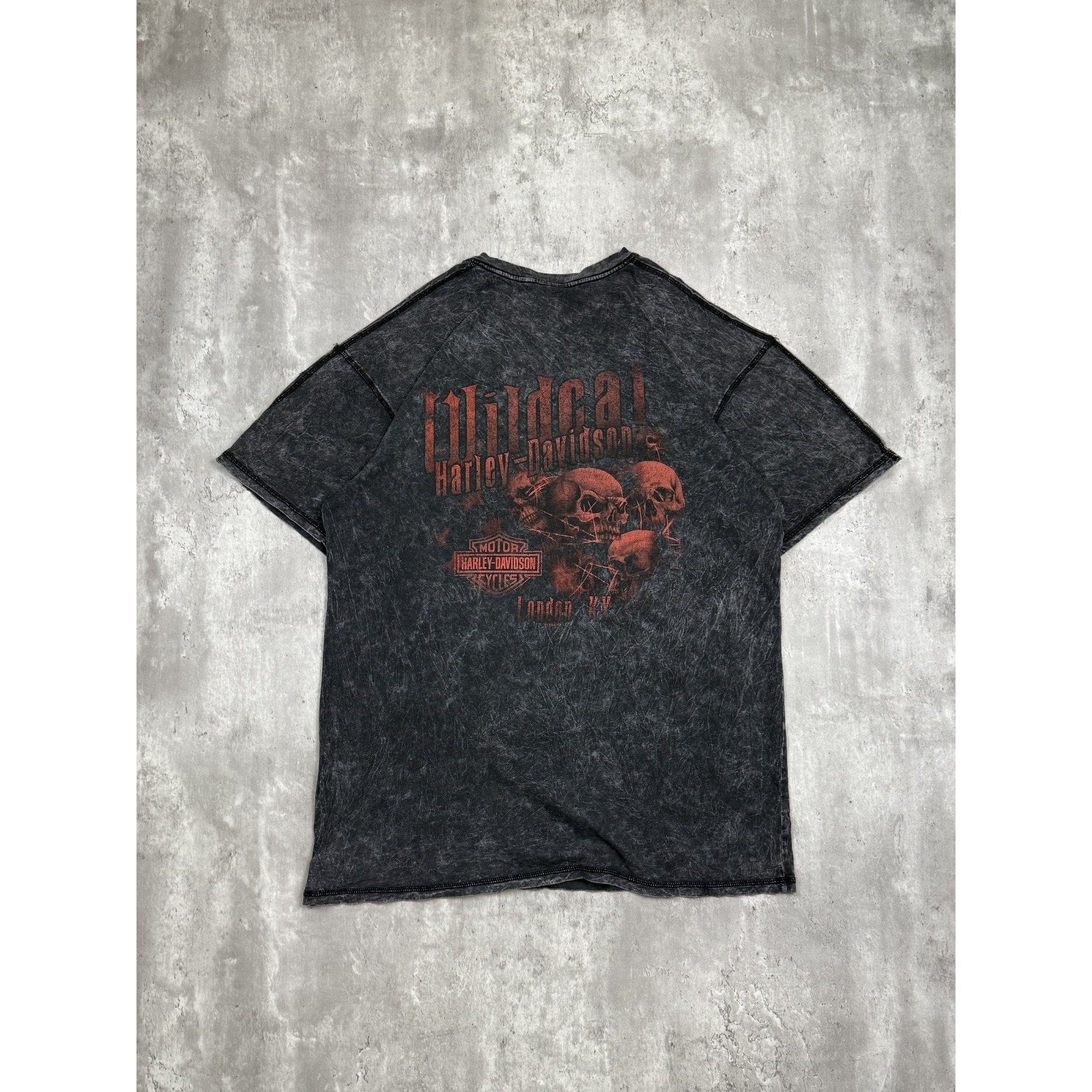 Vintage Harley Davidson Skull Graphic Spellout T-Shirt Size XL