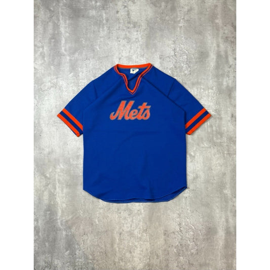 Vintage 80s New York Mets MLB Graphic Spellout Baseball Jersey Size Medium