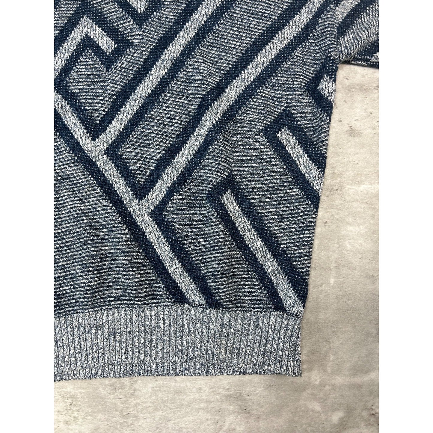 Vintage 90s Abstract Print Pullover Ribbed Knit Sweater Size Large