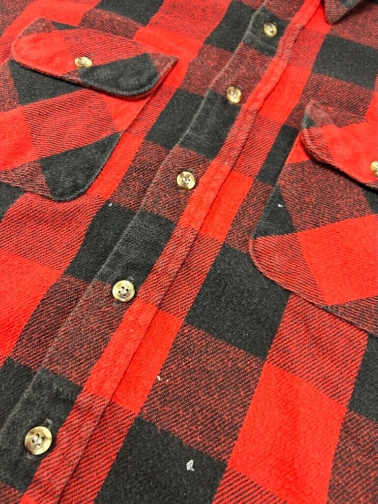 Vintage 90s Five Brother Plaid Double Pocket Button Up Shirt Size Large Tall