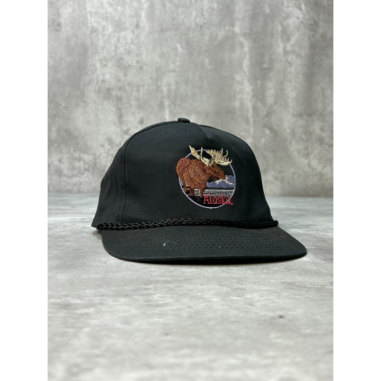 Vintage 90s Alaska Moose Embroidered Graphic Destination Snapback Hat OSFA