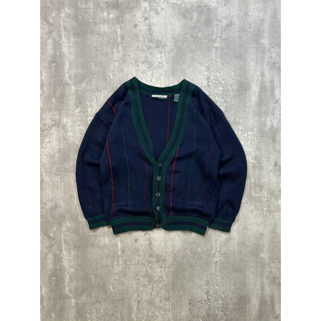 Vintage 80s/90s Striped Button Down Knit Cardigan Sweater Size YOUTH XL