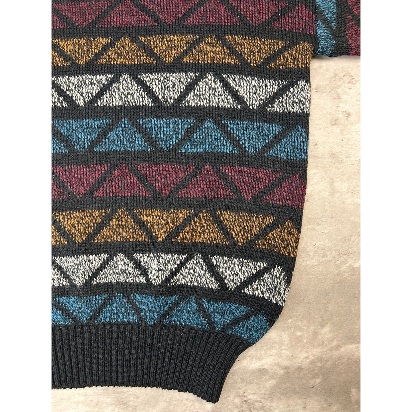 Vintage 90s Michael Gerard Diamond Striped Knit Sweater Size Large