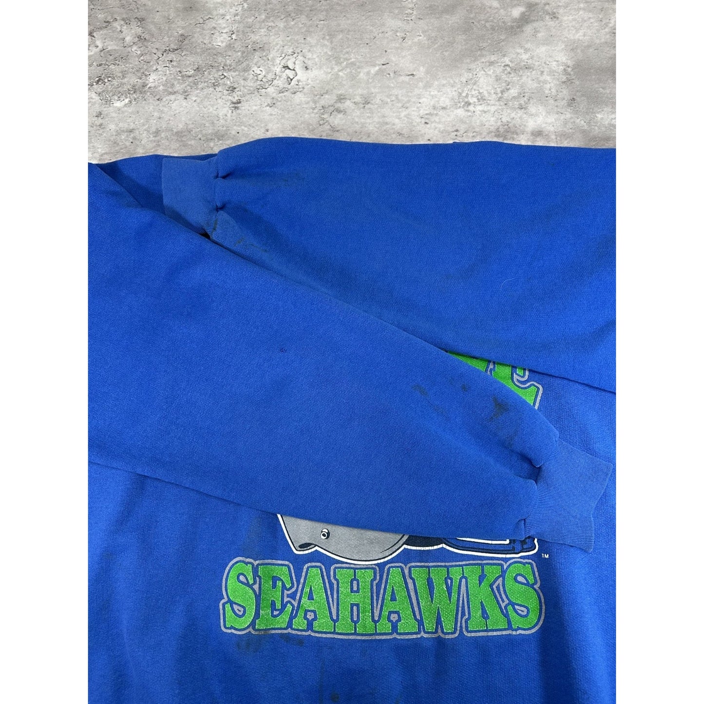 Vintage 90s Seattle Seahawks NFL Helmet Graphic Football Sweatshirt Size XL