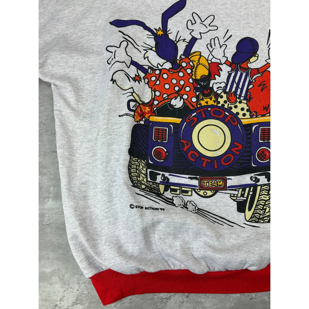 Vintage 1993 Cartoon Character Two Tone Pullover Hooded Sweatshirt Size Large