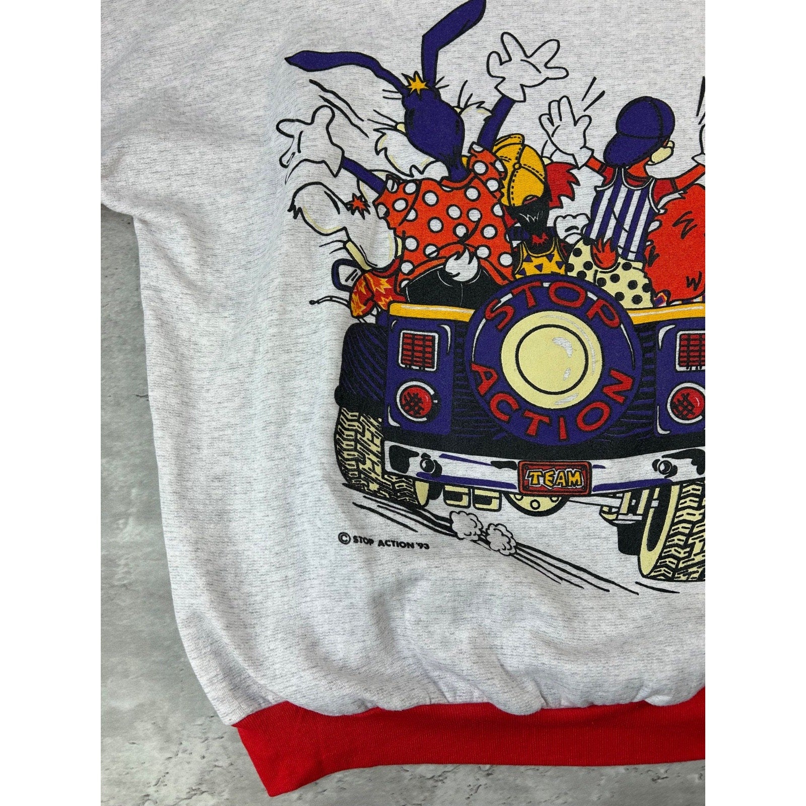 Vintage 1993 Cartoon Character Two Tone Pullover Hooded Sweatshirt Size Large