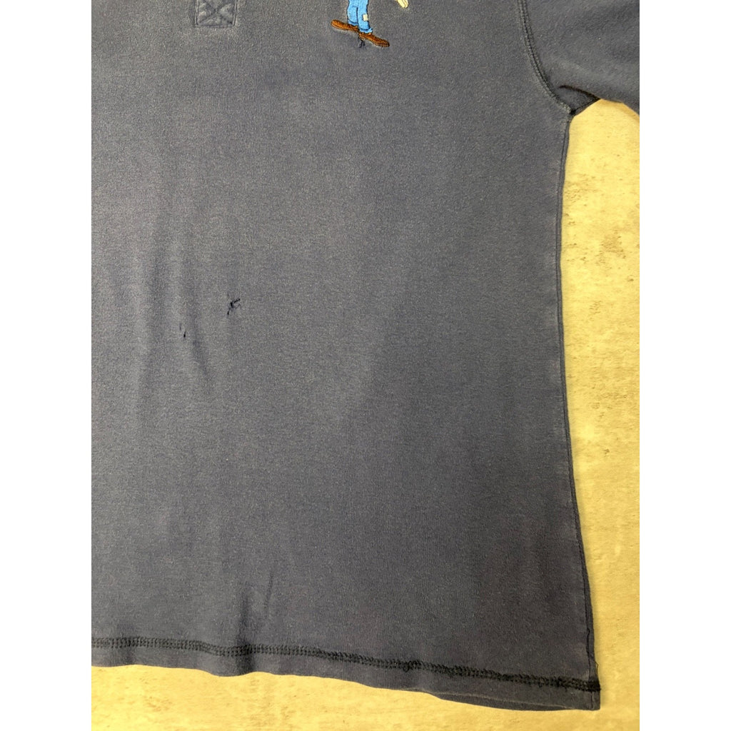 Vintage 90s Disney Goofy Embroidered 1/4 Button Long Sleeve T-Shirt Size Medium