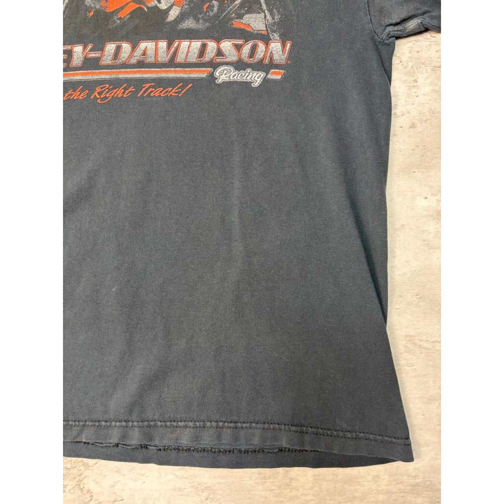 Vintage Harley Davidson Racing On The Right Track Graphic T-Shirt Size Medium