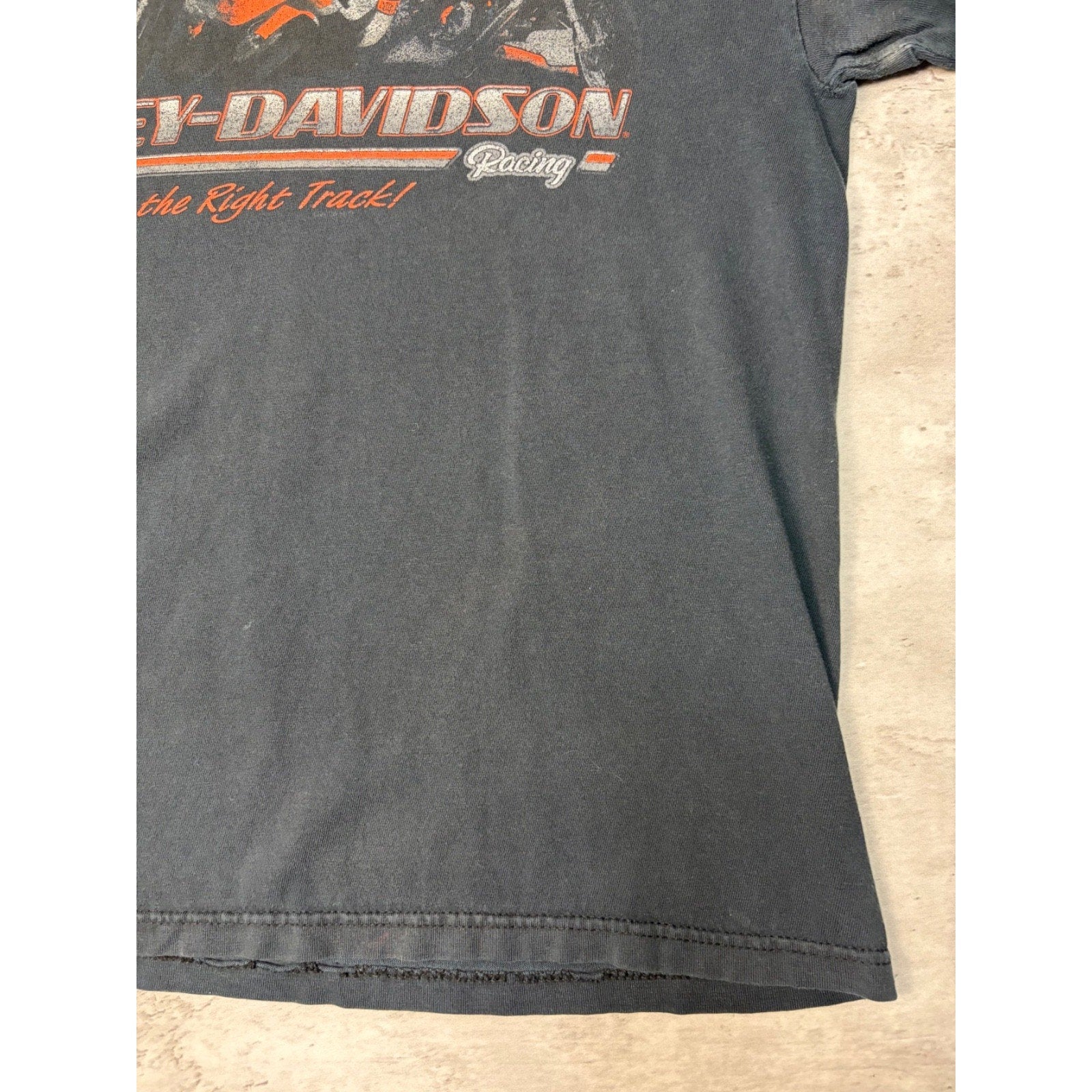 Vintage Harley Davidson Racing On The Right Track Graphic T-Shirt Size Medium