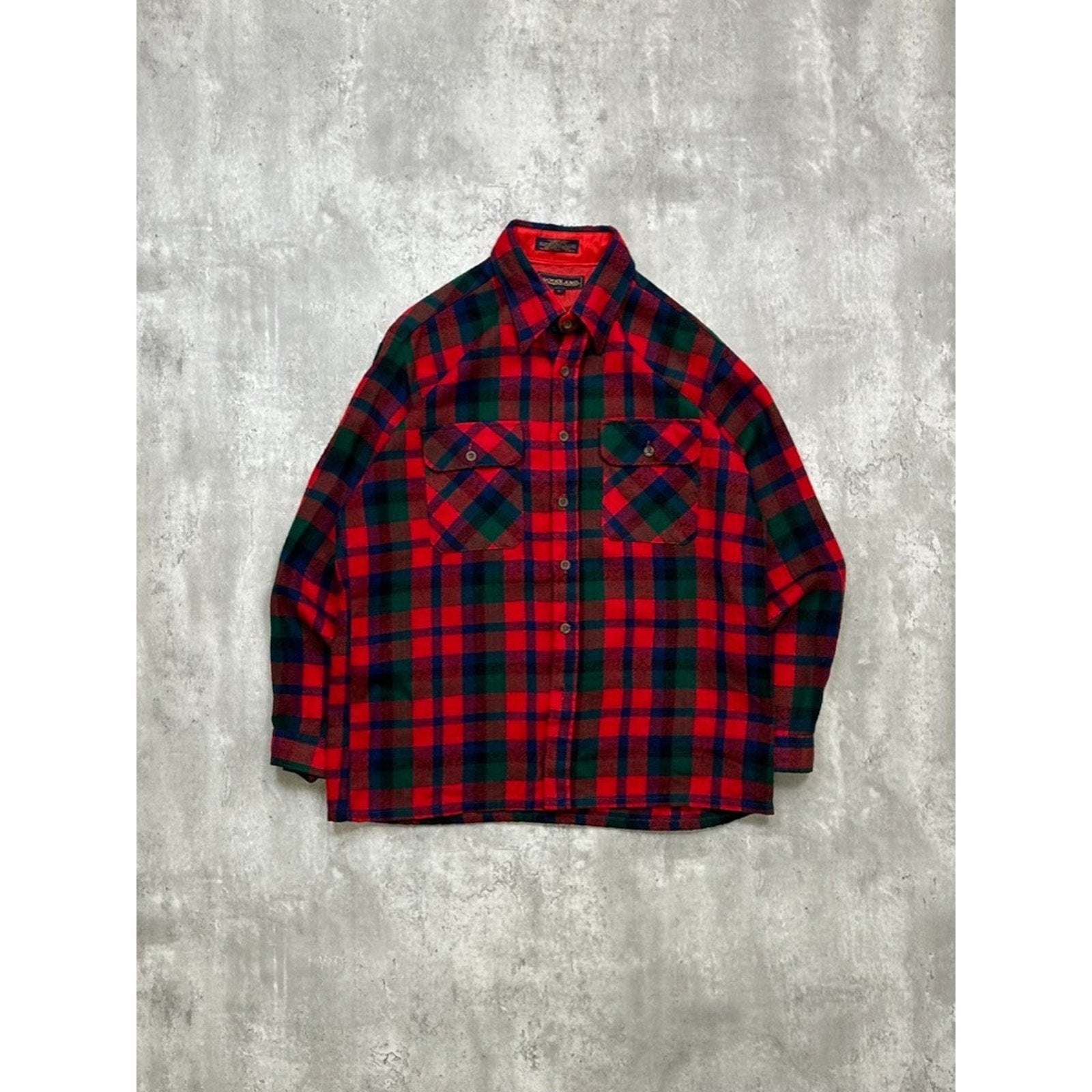 Vintage 90s Woodland Plaid Long Sleeve Double Pocket Button Up Shirt Size Large