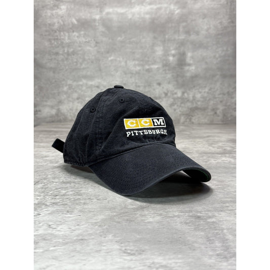 Vintage 2000s Pittsburgh Penguins NHL Embroidered Spellout Strapback Hat OSFA