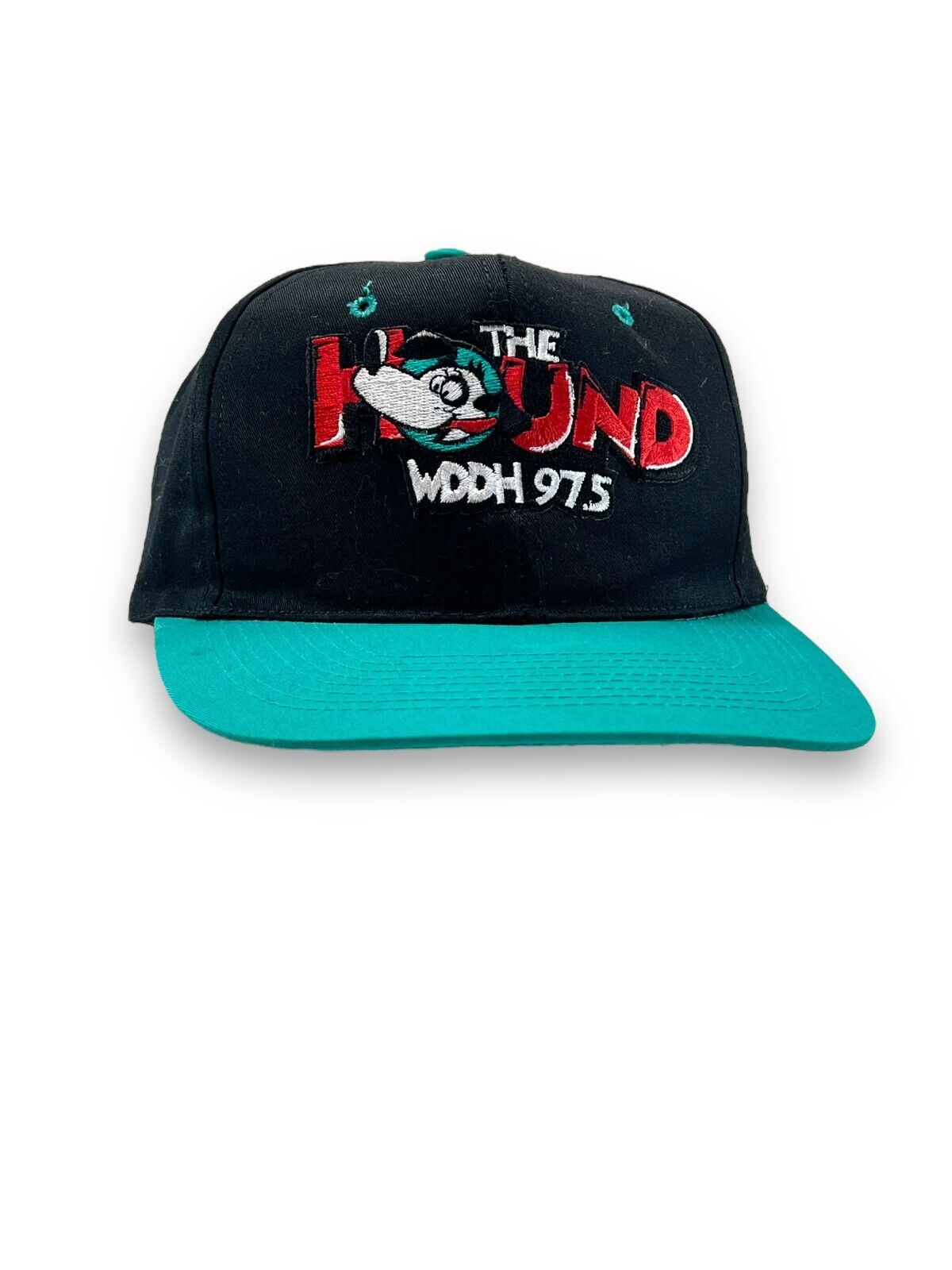 Vintage 90s 97.5 The Hound Embroidered Radio Promo Spellout Snapback Hat OSFA