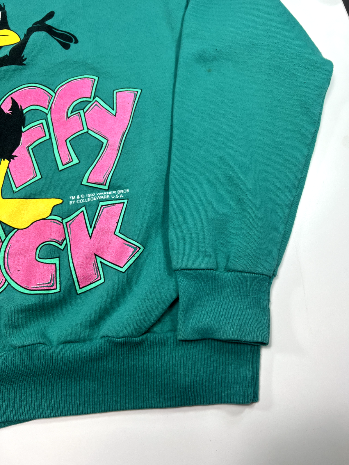 Vintage 1993 Looney Tunes Daffy Duck Big Graphic Character Sweatshirt Medium 90s