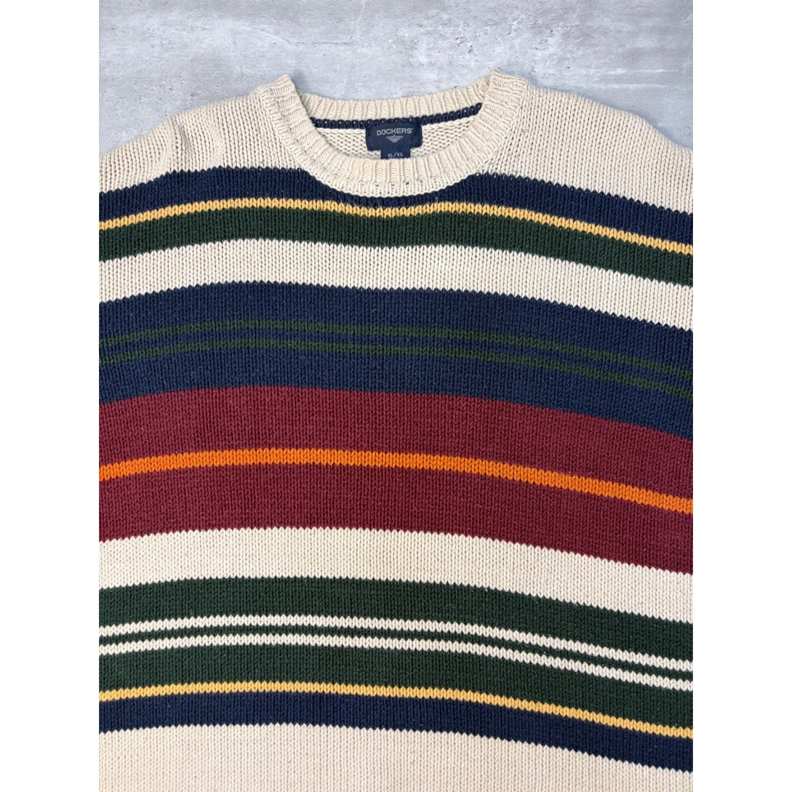 Vintage Dockers Multicolour Stripe Pullover Knit Sweater Size XL