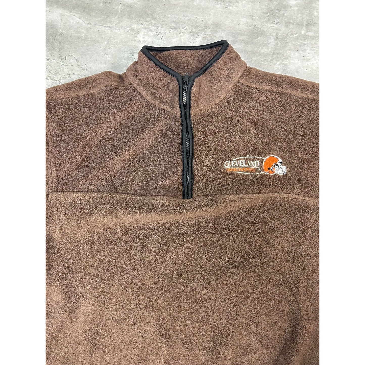 Vintage Cleveland Browns NFL Embroidered Spellout 1/2 Zip Fleece Sweatshirt XL