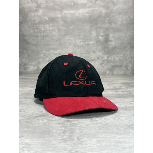 Vintage 90s Lexus Embroidered Logo Two Tone Snapback Hat OSFA Black/Red