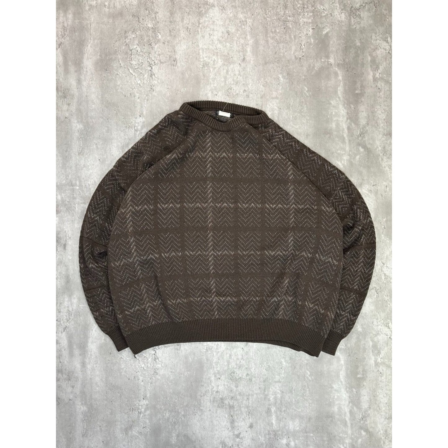 Vintage 90s Plaid Print Earth Tone Pullover Knit Sweater Size 3XL