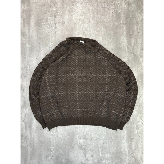 Vintage 90s Plaid Print Earth Tone Pullover Knit Sweater Size 3XL