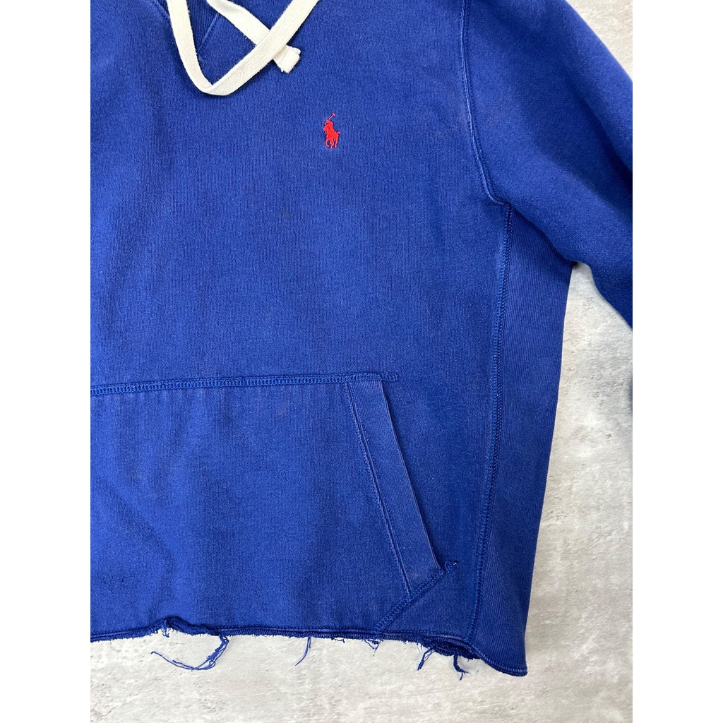 Vintage Polo Ralph Lauren Embroidered Pony Cropped Hooded Sweatshirt Size Large