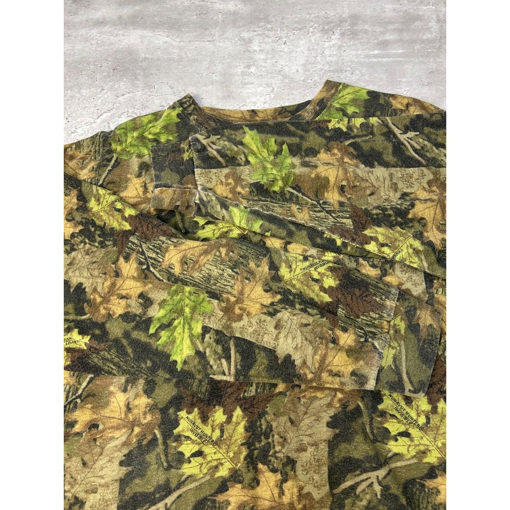 Vintage 90s Nunavut Hunter Tree Camo Hunting Long Sleeve T-Shirt Size Large
