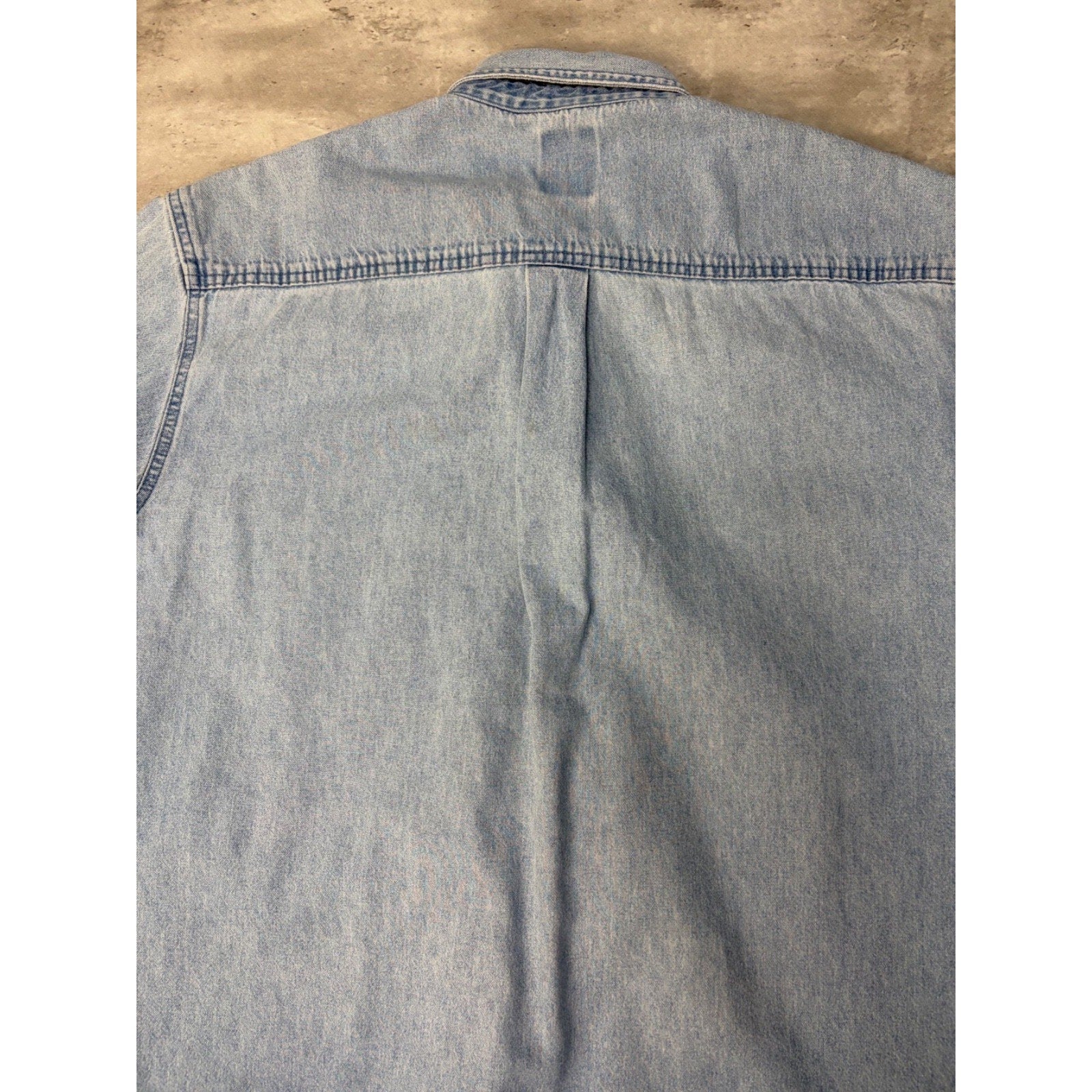Vintage Dickies Light Wash Denim Single Pocket Button Up Shirt Size XLT