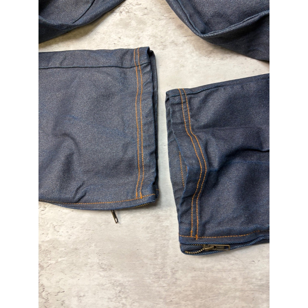 Vintage Y2K Fubu Contrast Embroiderey Dark Wash Wax Denim Pants Size 32