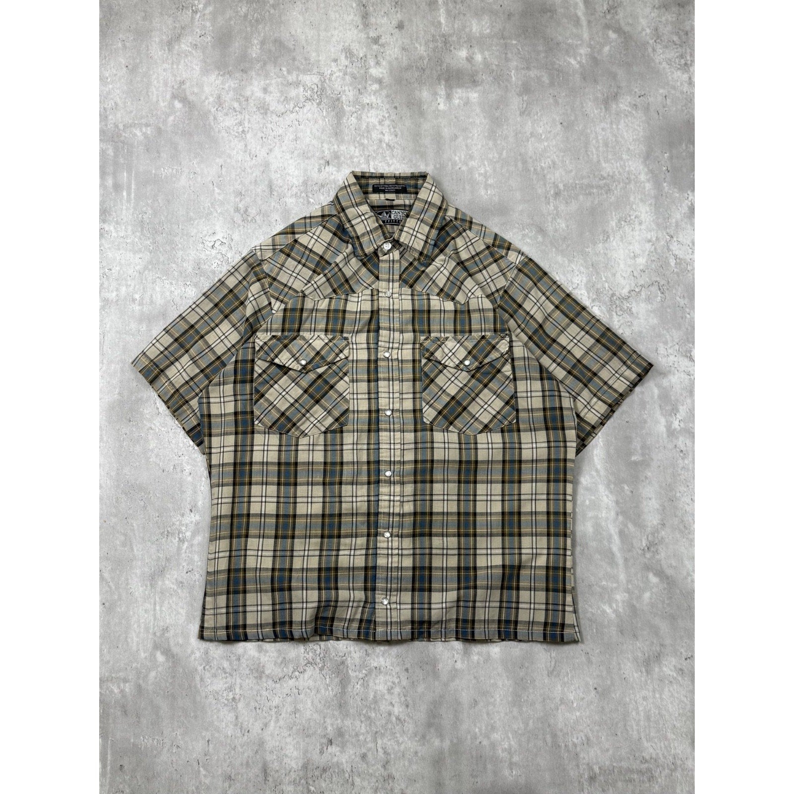 Vintage Canyon Guide Pearl Snap Plaid Cropped Button Up Shirt Size Medium