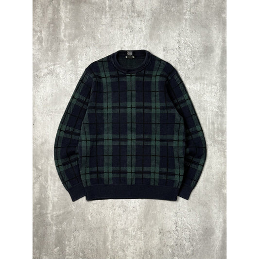 Vintage 90s Jos. A. Bank Plaid Print Pullover Ribbed Knit Sweater Size Large