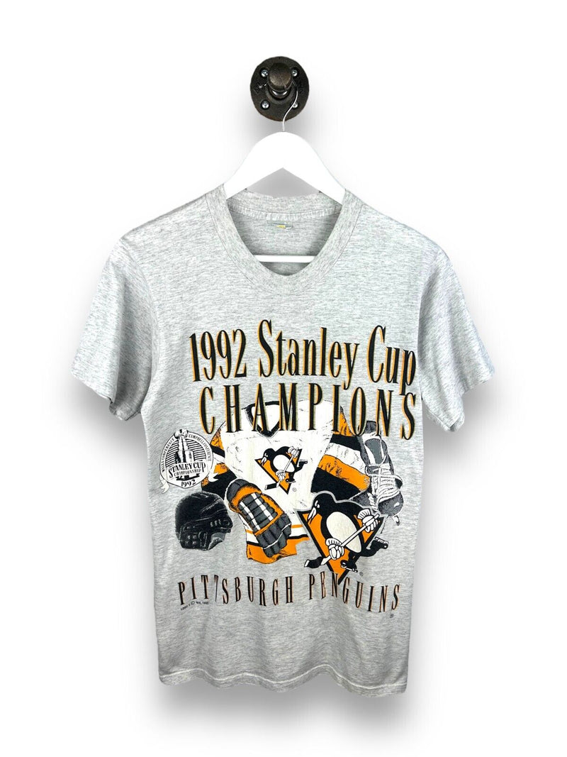 Vintage 1992 Pittsburgh Penguins Stanley Cup Champs NHL T-Shirt Size Small 90s