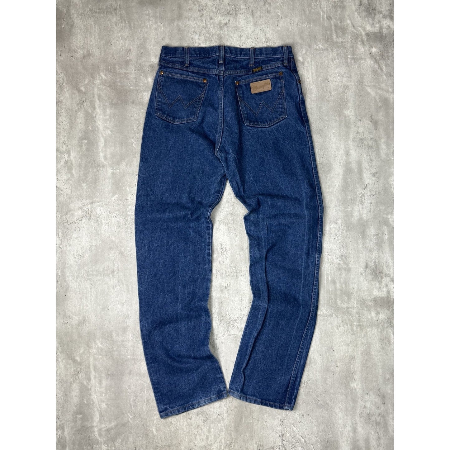 Vintage 80s Wrangler Jeans Dark Wash Straight Fit Denim Pants Size 33 Blue