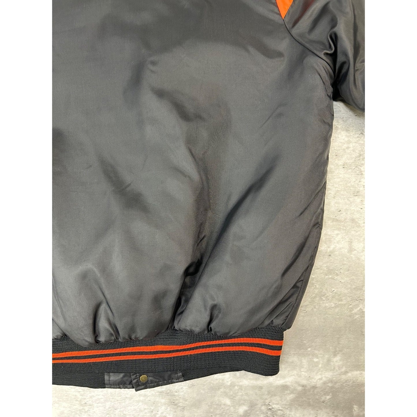 Vintage 80s NHL Embroidered Patch Hockey Bomber Jacket Size Large Black