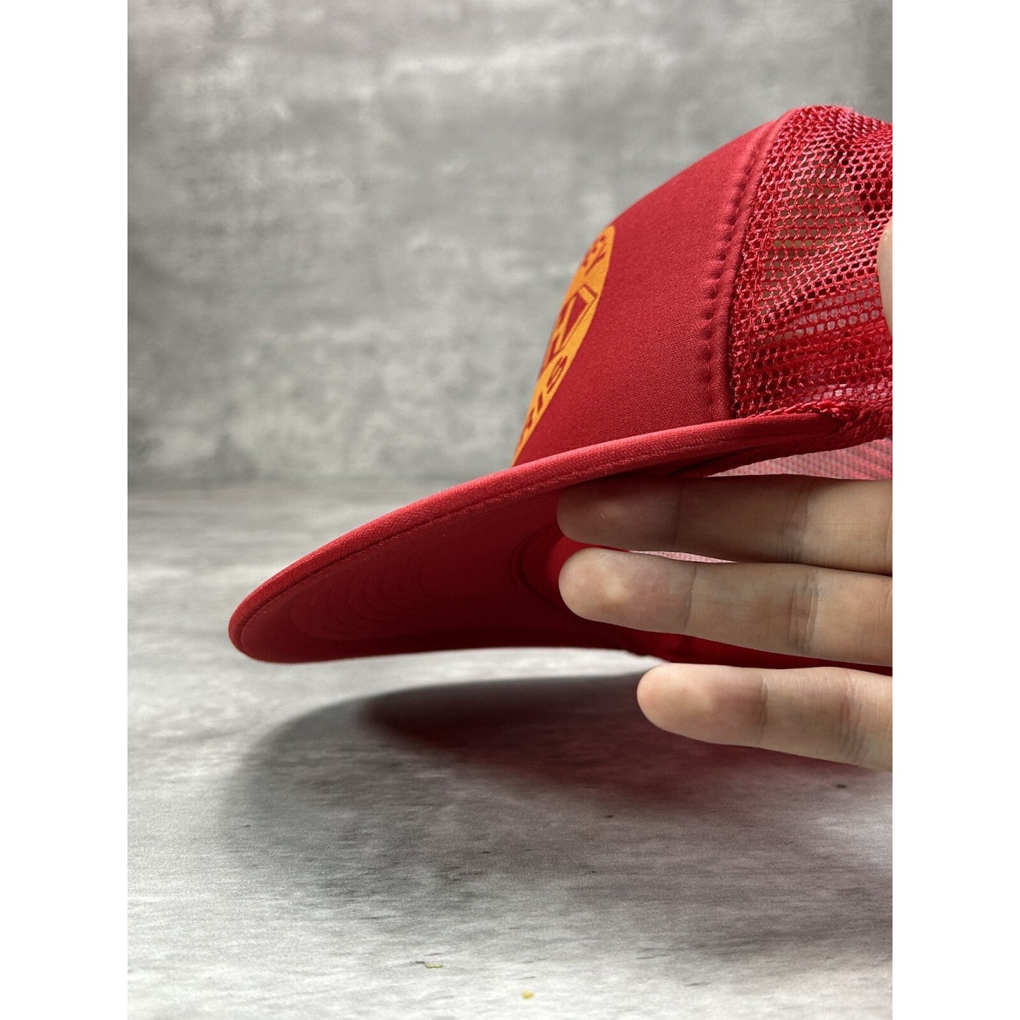 Vintage 1980s Masey Harris Tractors Graphic Logo Trucker Snapback Hat OSFA Red