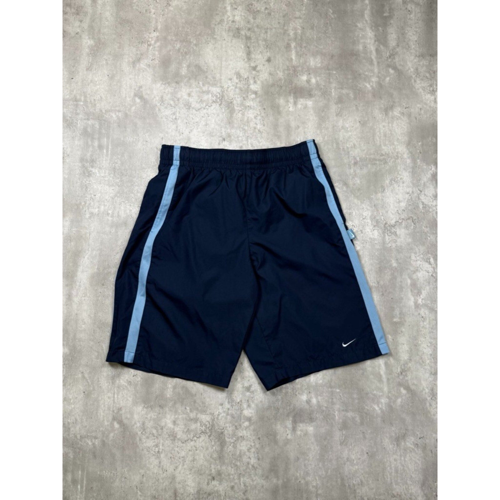 Vintage 2000s Nike Embroidered Mini Swoosh Striped Nylon Shorts Size Large