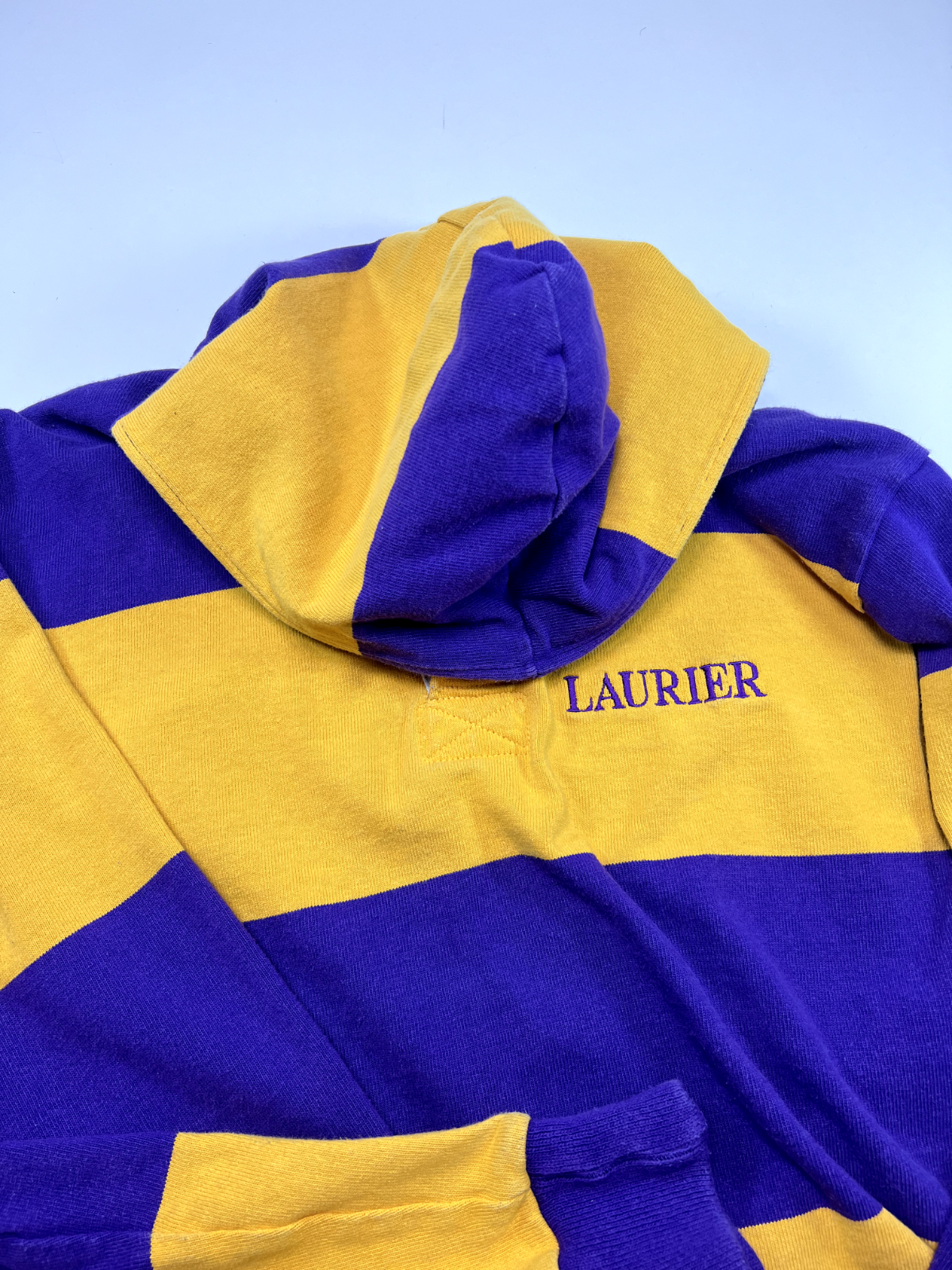 Vintage 90s Laurier University Collegiate Rugby Hooded Sweatshirt Size Small