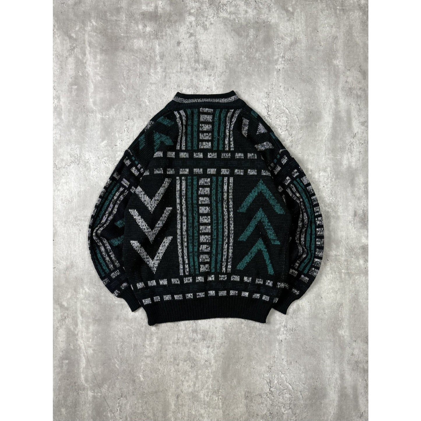 Vintage 90s Abstract Pattern Print Pullover Knit Sweater Size Large