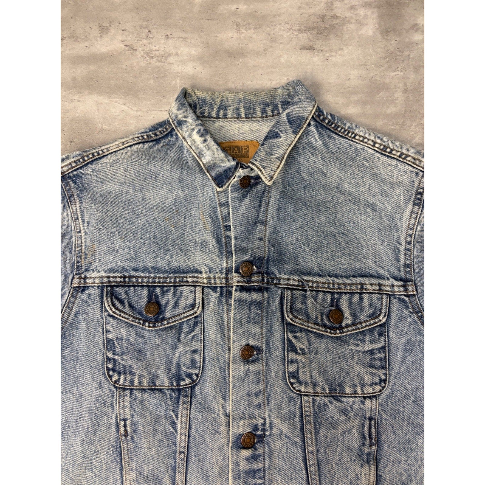Vintage 90s Gap Denim Light Wash Denim Trucker Jacket Size Medium