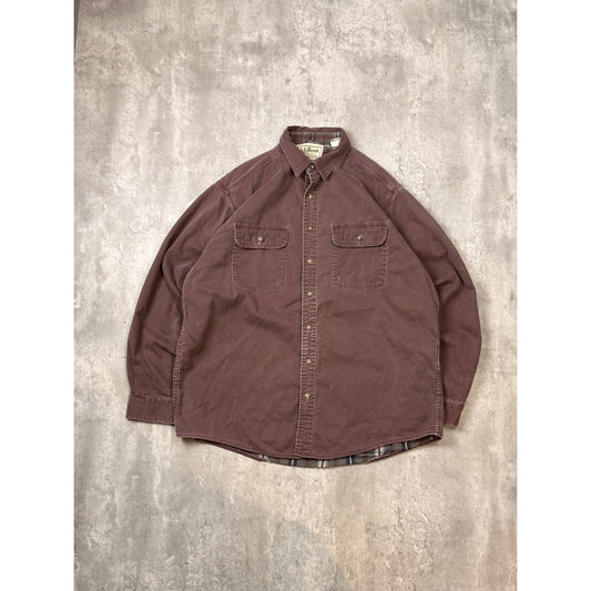 Vintage 90s L.L. Bean Plaid Lined Long Sleeve Double Pocket Button Up Shirt Lrg