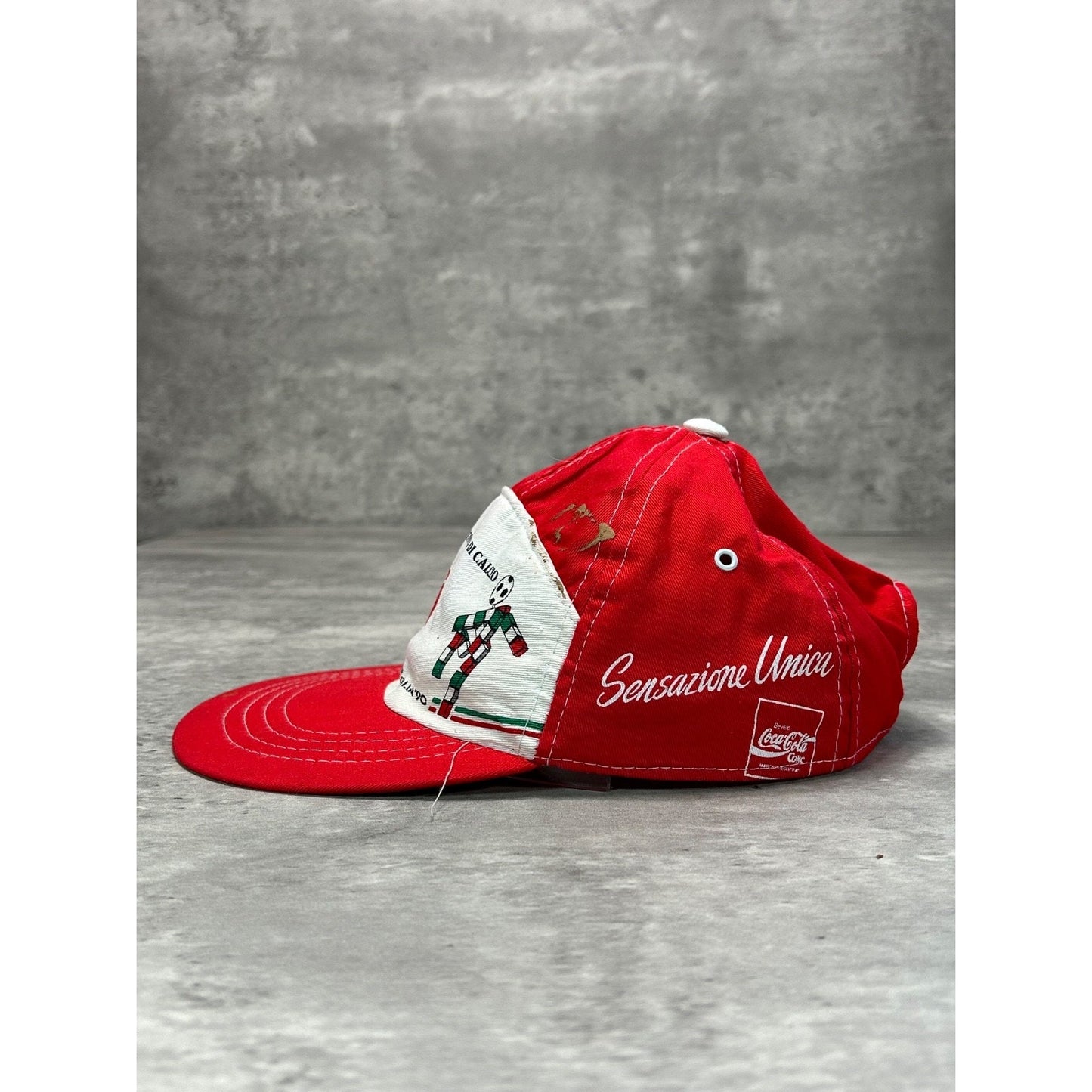Vintage 1990 FIFA World Cup Italia 90 Coca Cola Flexfit Hat OSFA