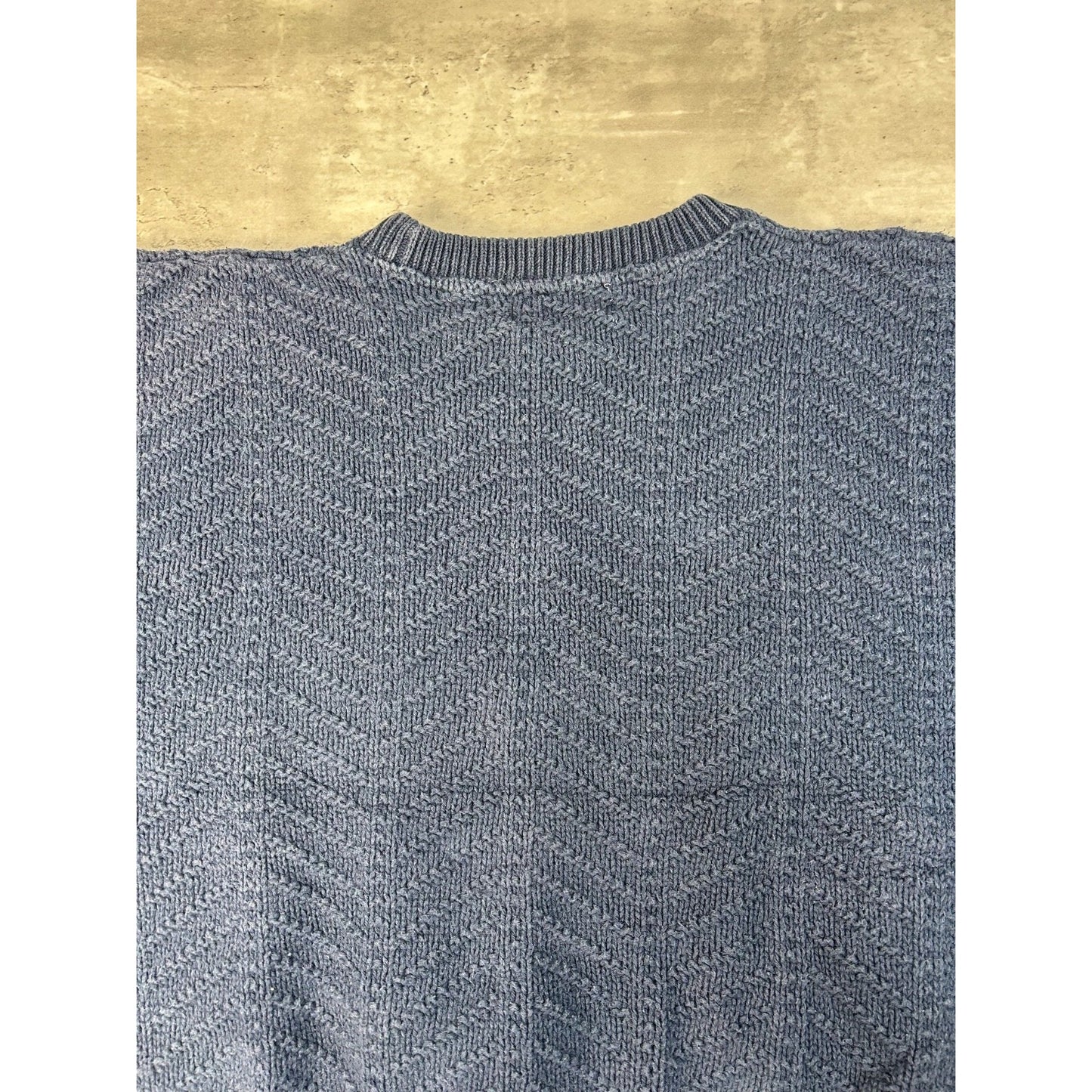 Vintage Zig Zag Striped Solid Print Pullover Knit Sweater Size Large