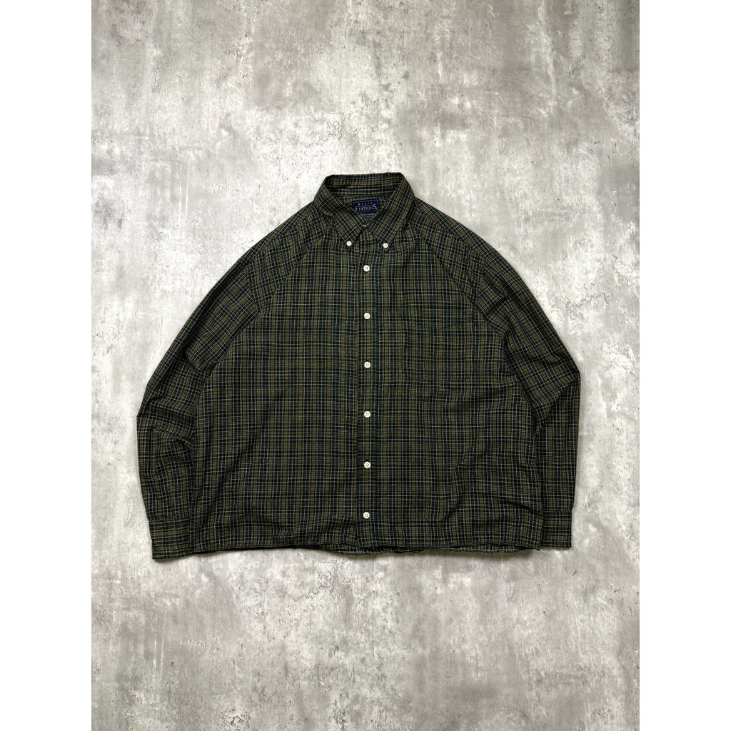 Vintage Basic Editions Single Pocket Plaid Cropped Button Up Shirt Size Large
