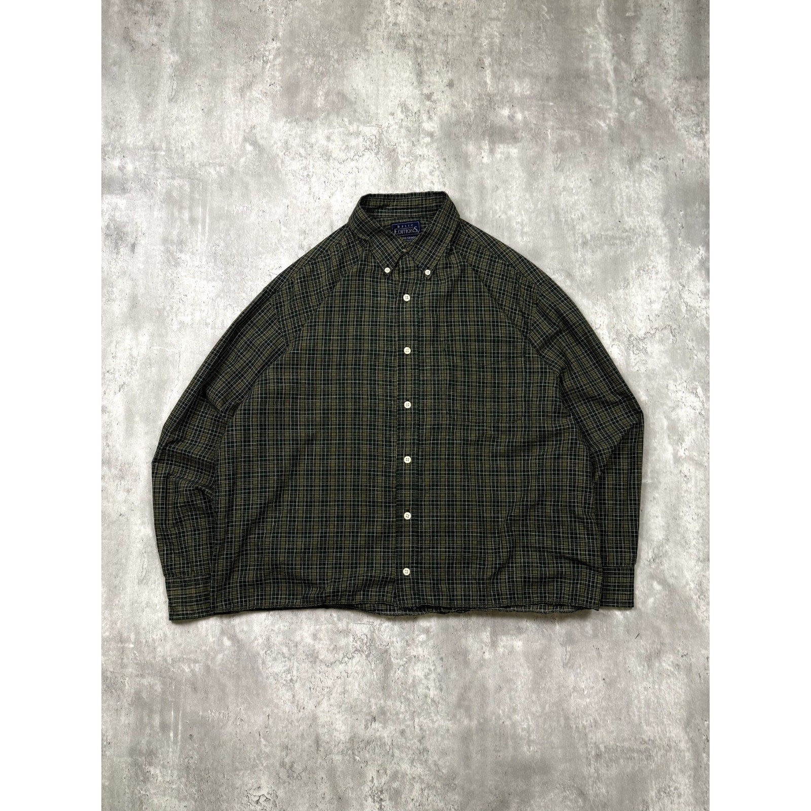 Vintage Basic Editions Single Pocket Plaid Cropped Button Up Shirt Size Large