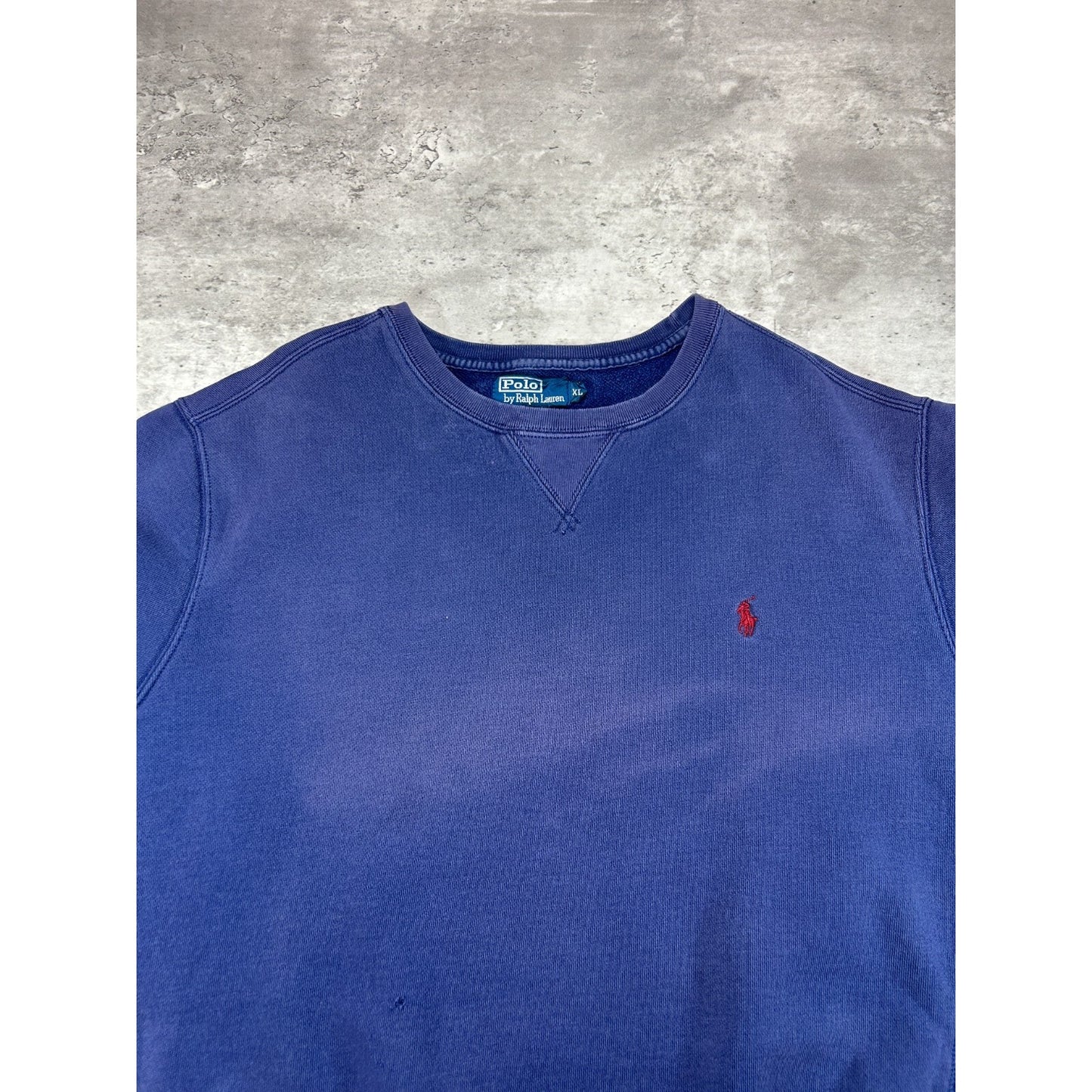 Vintage 90s Polo Ralph Lauren Embroidered Pony Pullover Sweatshirt Size XL Blue