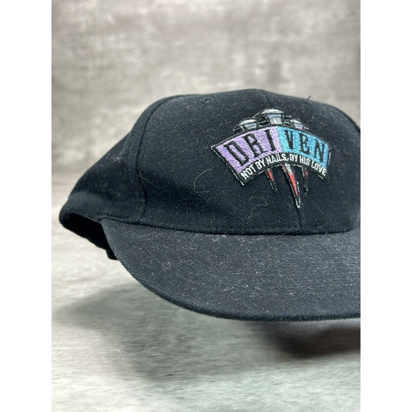 Vintage 90s Driven Not By His Nails By His Love Jesus Snapback Hat OSFA Black