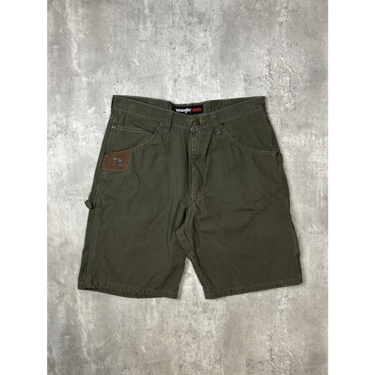Vintage Wrangler Riggs Ripstop Canvas Workwear Cargo Shorts Size 34 Green