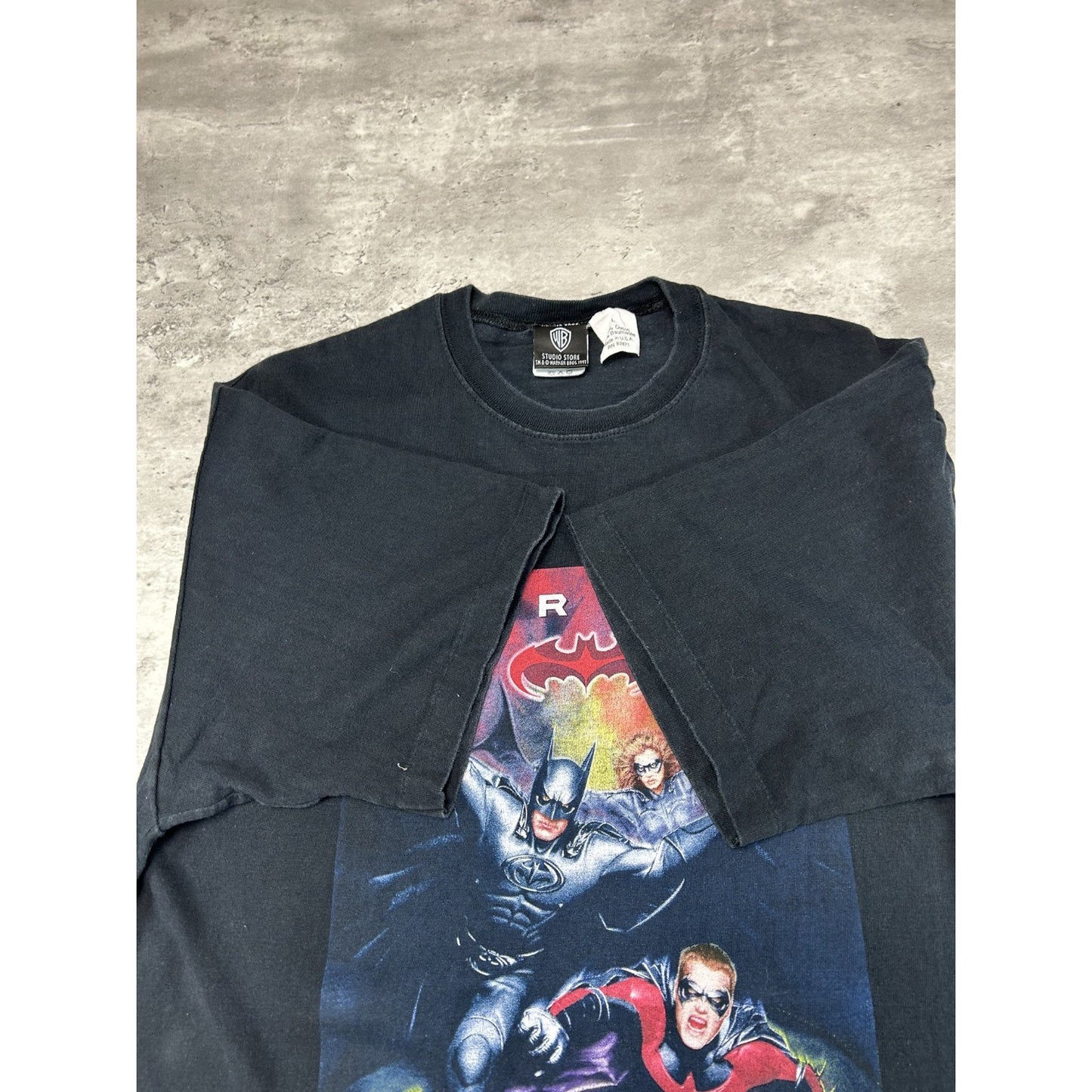 Vintage 90s Batman & Robin Heroes & Villains Movie Promo Graphic T-Shirt Large