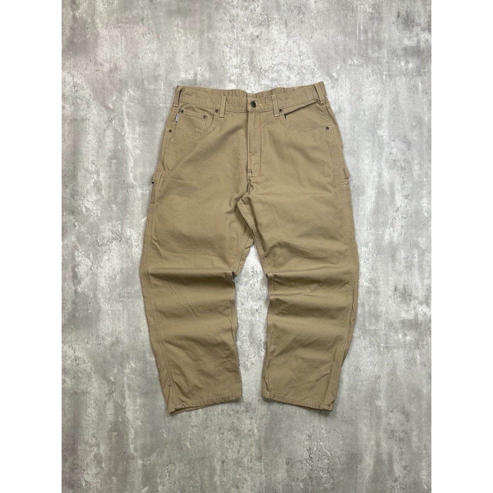 Vintage Carhartt Canvas Workwear Beige Carpenter Pants Size 37